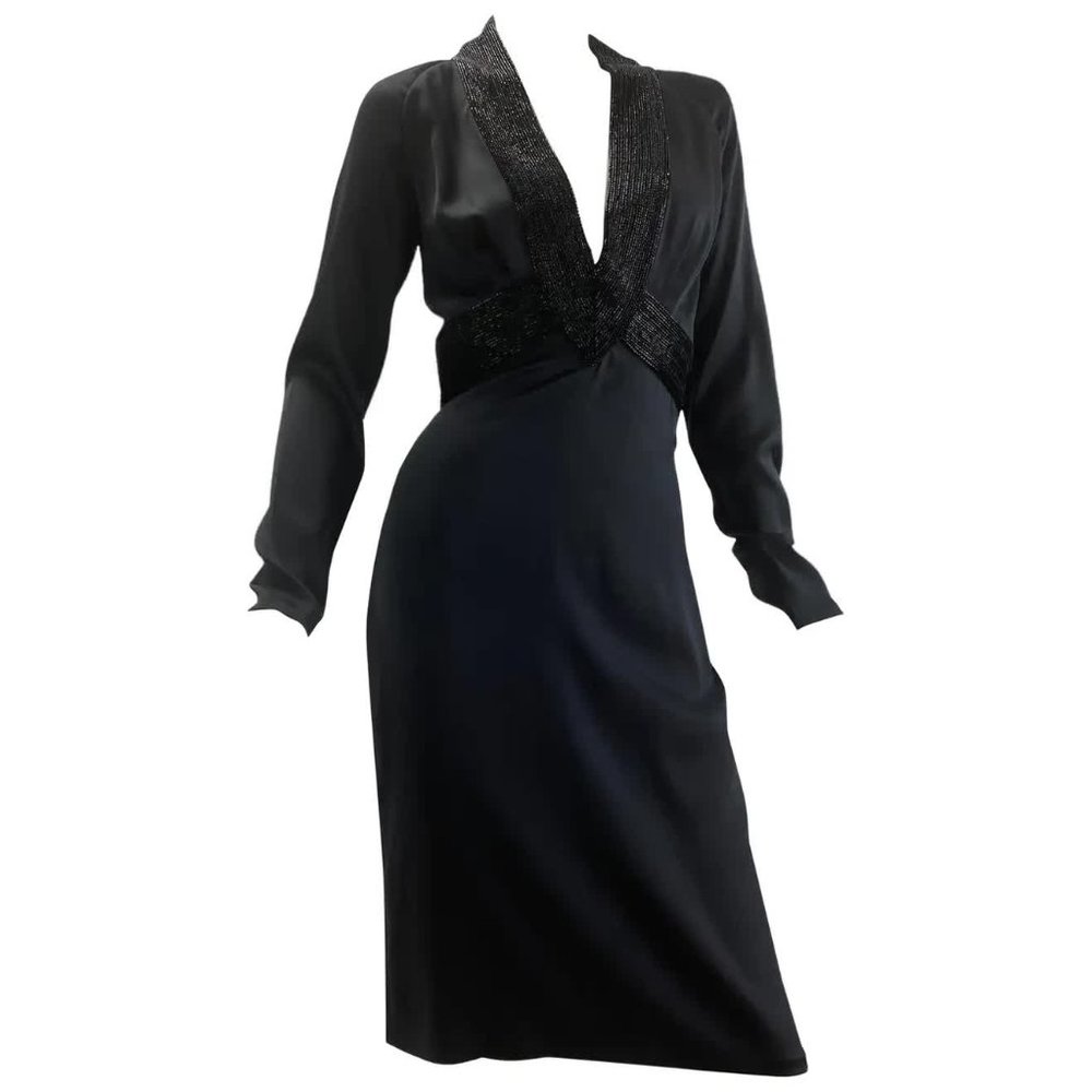 2006 Vintage Gucci Embellished Black Silk Dress Size 40 *New with tags!*